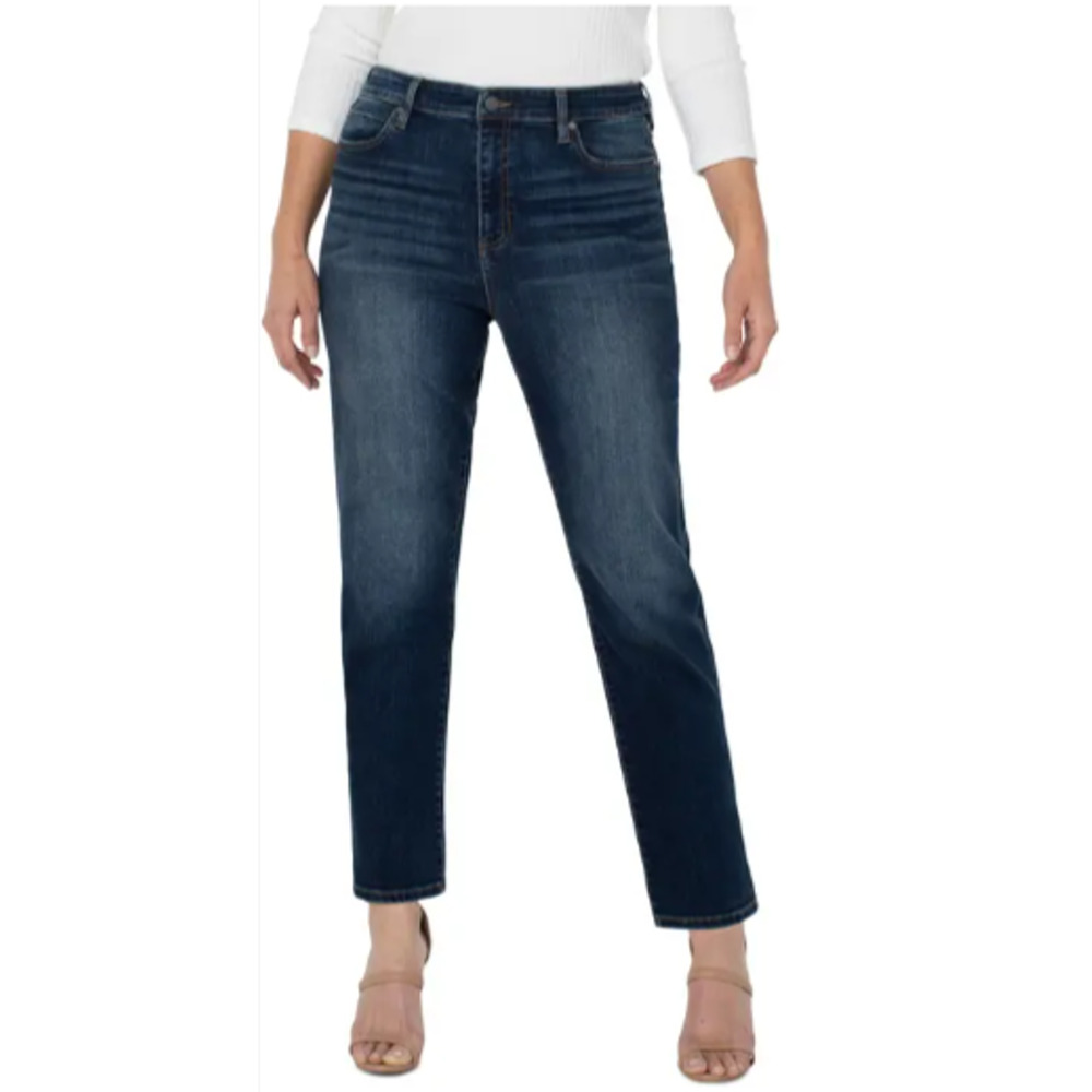 White House Black Market Women's Dark Blue Straight Crop Jeans High Waist Size 4